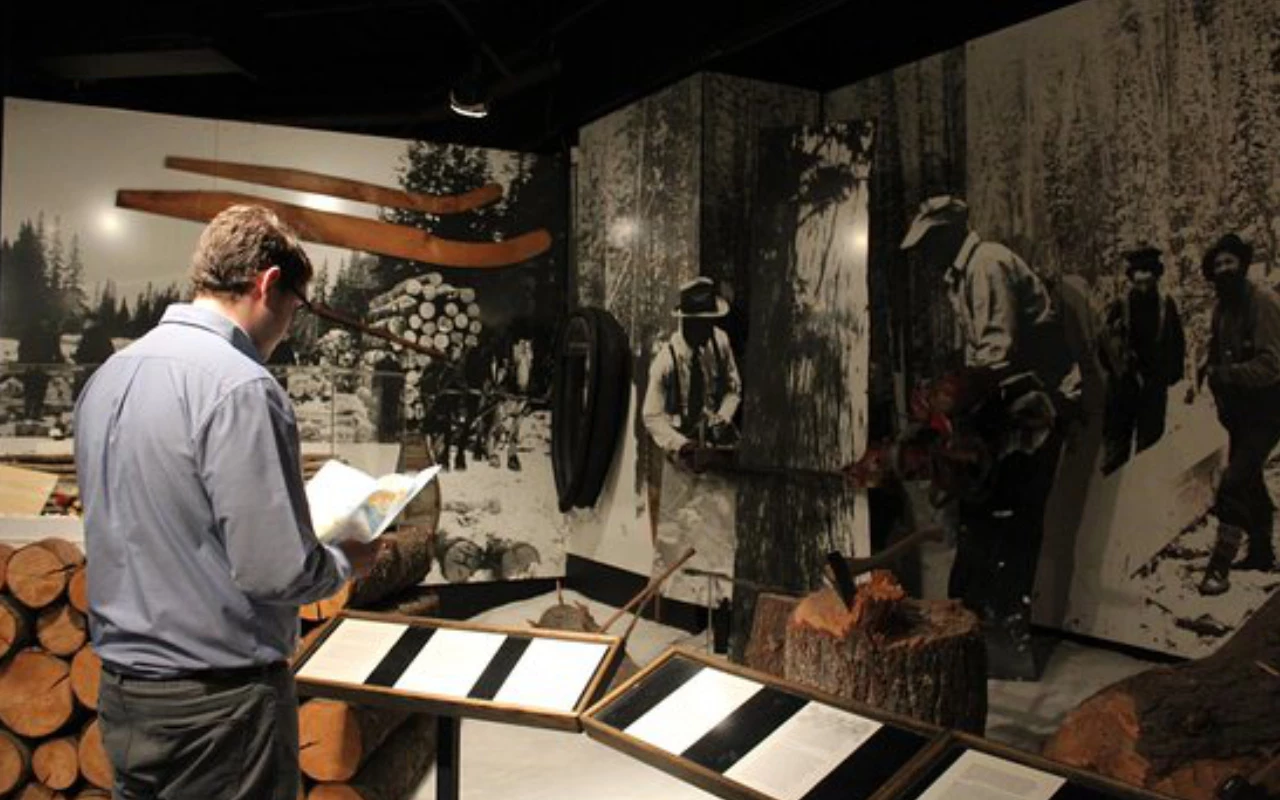 personne en train de lire dans un musée d'histoire